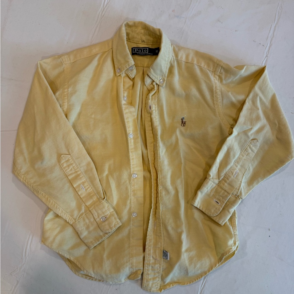Polo Ralph Lauren Yellow Button-Down Shirt size 10, fits like boys 8